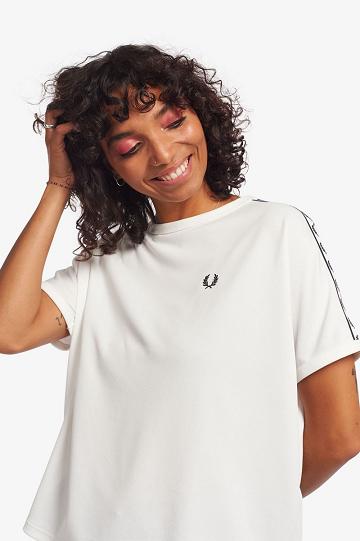 Fred Perry Boxy Taped Ringer Naisten T Paidat Valkoinen | FI 1023UZGT